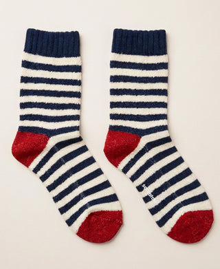 Women's Mousse Striped Terry Cotton Crew Socks