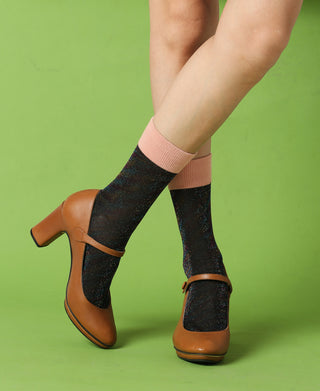 Women's Shimmering Black Sock