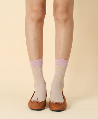 Women's Sheer Striped Soft Dusty Pink Socks