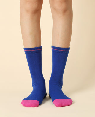 Women's Solid Sapphire Blue Cotton Socks