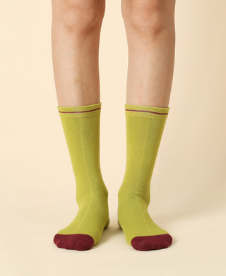 Women's Solid Avocado Cotton Socks