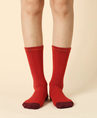 Women's Solid Red Maple Socks