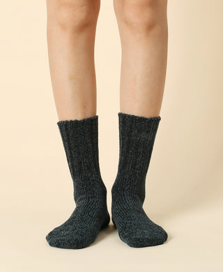 Women's Solid Black Olive Winter Sock