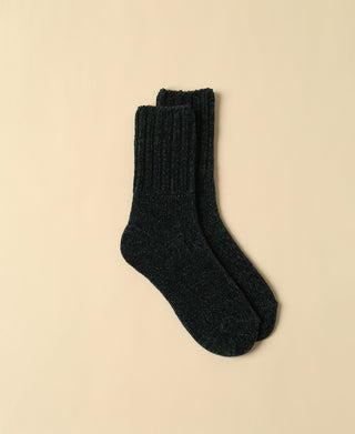 Women's Solid Black Olive Winter Sock